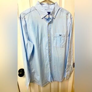 Vineyard Vines Pale Blue Gingham Classic Fit Tucker Button Down, Medium